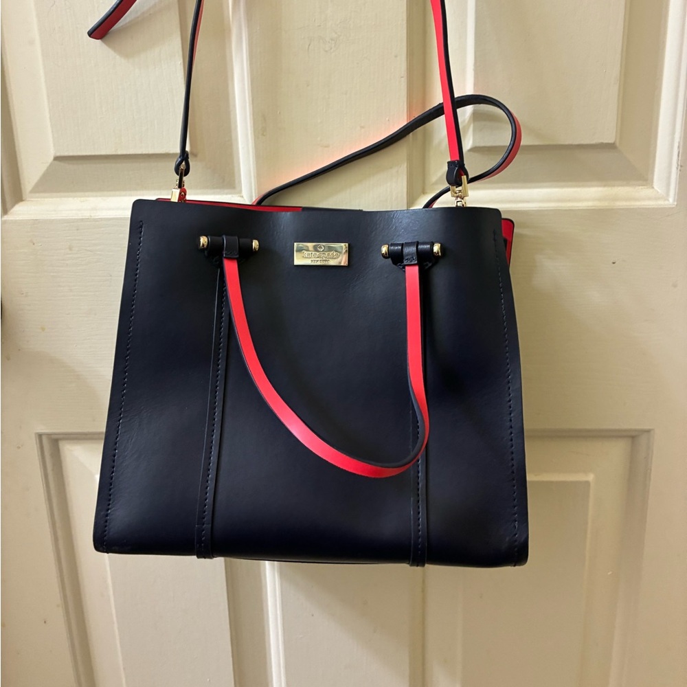 kate spade navy blue leather Small Arbour Hill Eloide Tote bag beautiful